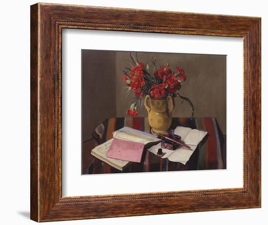 Carnations and Account Books-Edgar Degas-Framed Giclee Print