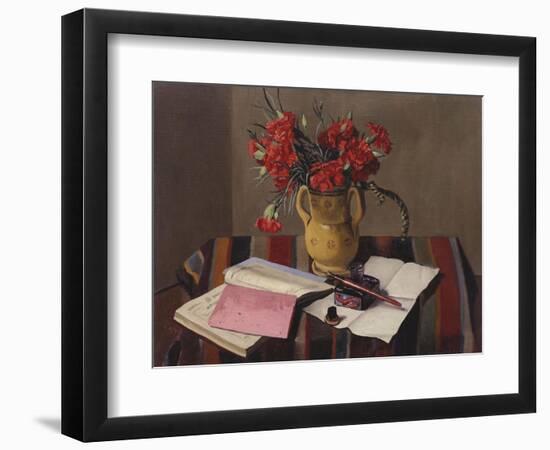 Carnations and Account Books-Edgar Degas-Framed Giclee Print