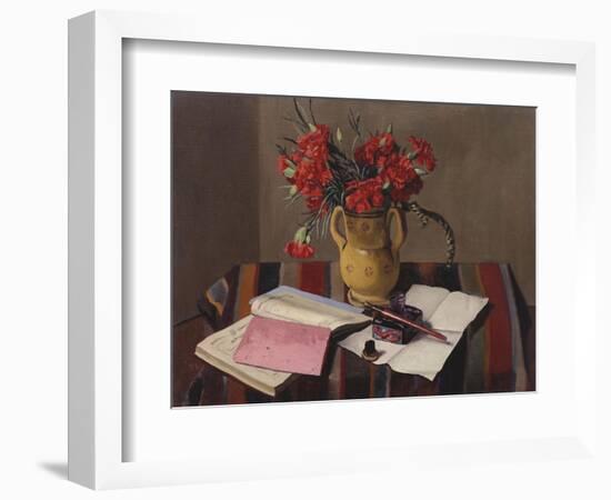 Carnations and Account Books-Edgar Degas-Framed Giclee Print