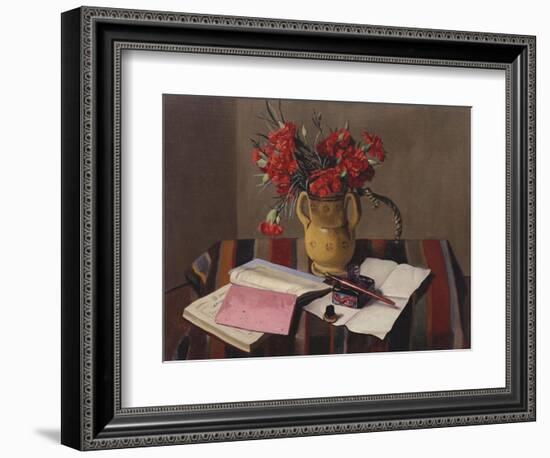 Carnations and Account Books-Edgar Degas-Framed Giclee Print