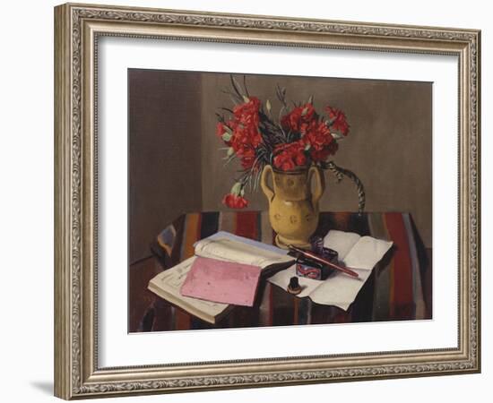 Carnations and Account Books-Edgar Degas-Framed Giclee Print