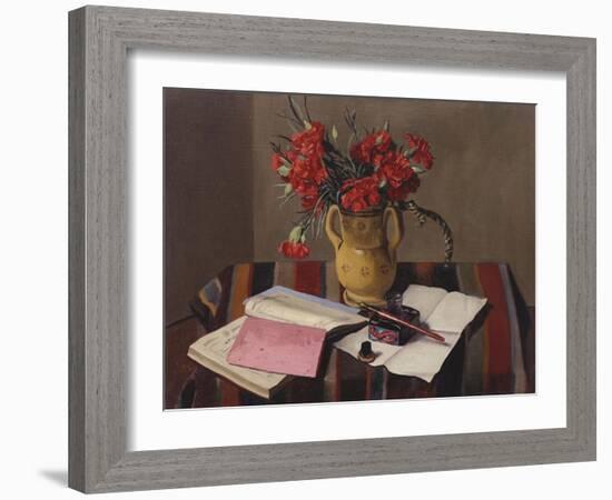 Carnations and Account Books-Edgar Degas-Framed Giclee Print