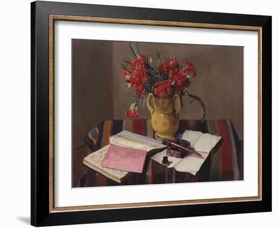 Carnations and Account Books-Edgar Degas-Framed Giclee Print