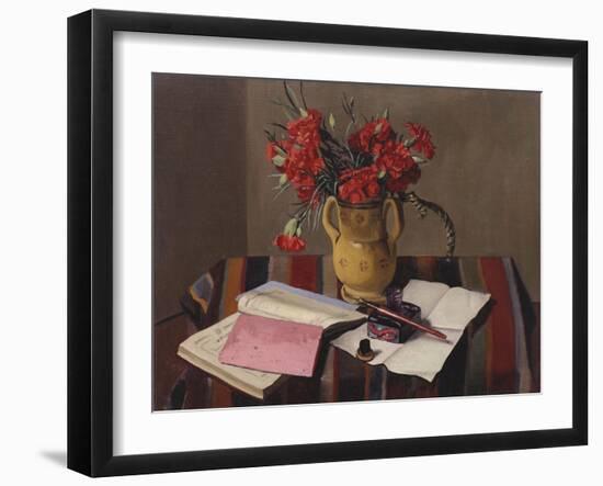 Carnations and Account Books-Edgar Degas-Framed Giclee Print