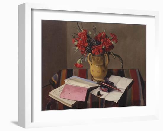 Carnations and Account Books-Edgar Degas-Framed Giclee Print