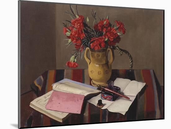 Carnations and Account Books-Edgar Degas-Mounted Giclee Print