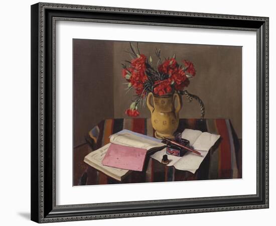 Carnations and Account Books-Edgar Degas-Framed Giclee Print