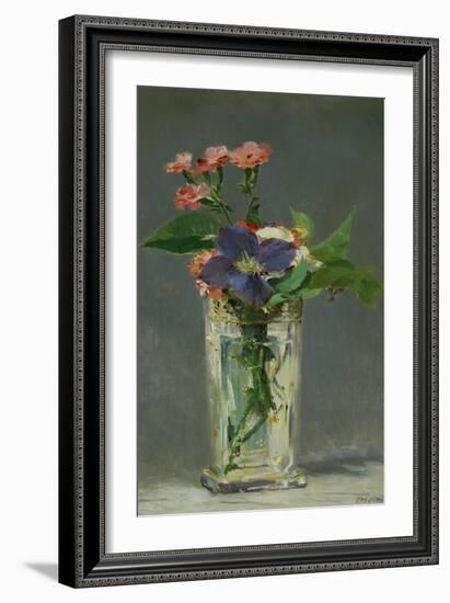 Carnations and Clematis in a Crystal Vase, 1882-Edouard Manet-Framed Giclee Print