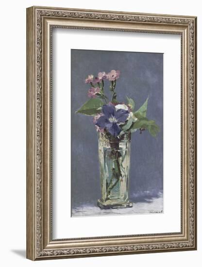 Carnations and Clematis in a Crystal Vase-Edouard Manet-Framed Art Print