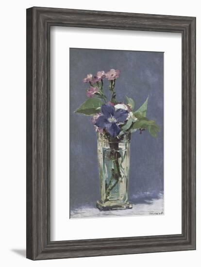 Carnations and Clematis in a Crystal Vase-Edouard Manet-Framed Art Print