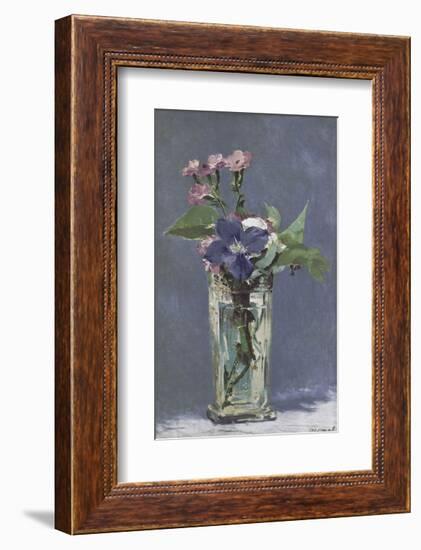 Carnations and Clematis in a Crystal Vase-Edouard Manet-Framed Art Print