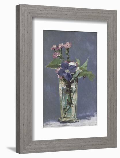 Carnations and Clematis in a Crystal Vase-Edouard Manet-Framed Art Print