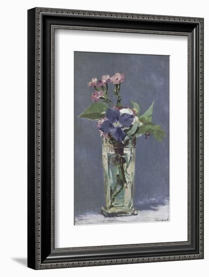 Carnations and Clematis in a Crystal Vase-Edouard Manet-Framed Art Print