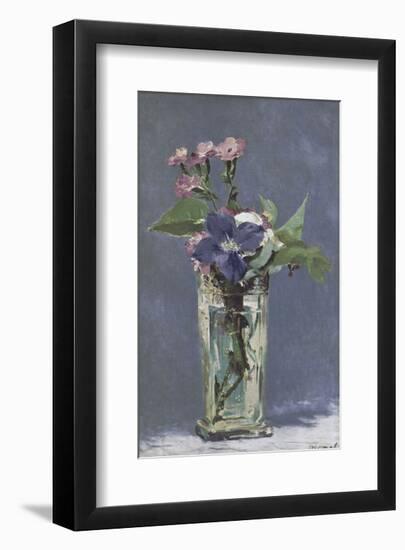 Carnations and Clematis in a Crystal Vase-Edouard Manet-Framed Art Print