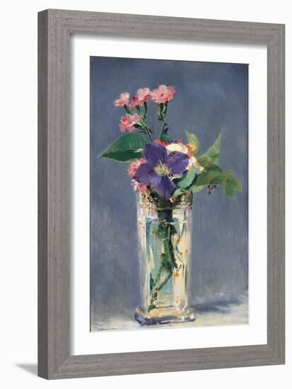 Carnations and Clematis in a Crystal Vase-Edouard Manet-Framed Art Print