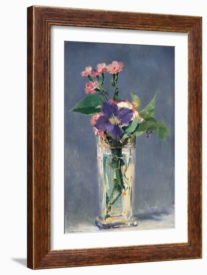 Carnations and Clematis in a Crystal Vase-Edouard Manet-Framed Art Print