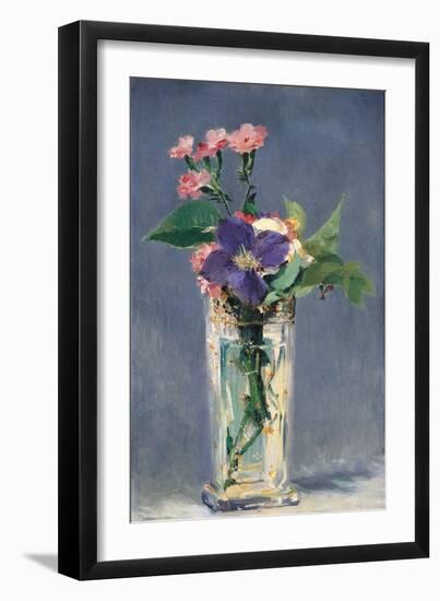 Carnations and Clematis in a Crystal Vase-Edouard Manet-Framed Art Print