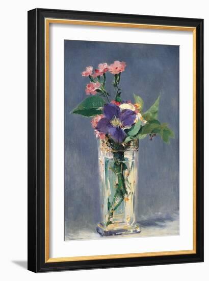 Carnations and Clematis in a Crystal Vase-Edouard Manet-Framed Art Print