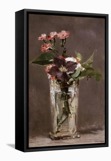 Carnations and Clematis in a Crystal Vase-Edouard Manet-Framed Premier Image Canvas