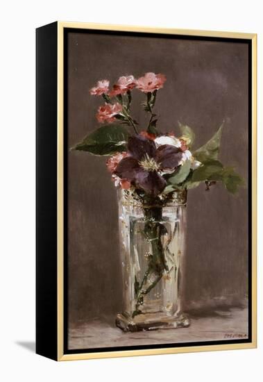 Carnations and Clematis in a Crystal Vase-Edouard Manet-Framed Premier Image Canvas