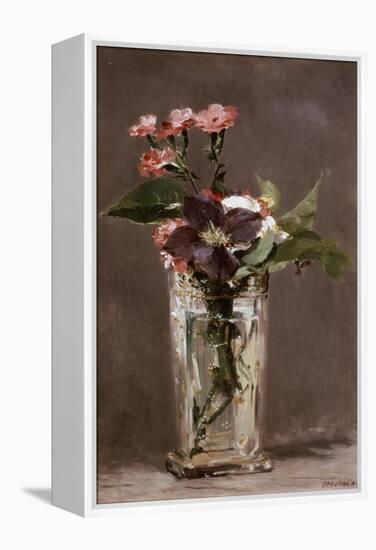 Carnations and Clematis in a Crystal Vase-Edouard Manet-Framed Premier Image Canvas