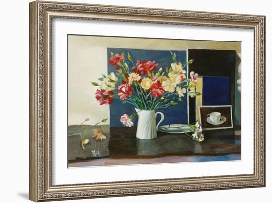 Carnations in a Spiral Jug, 2000-Terry Scales-Framed Giclee Print