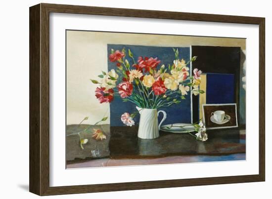 Carnations in a Spiral Jug, 2000-Terry Scales-Framed Giclee Print