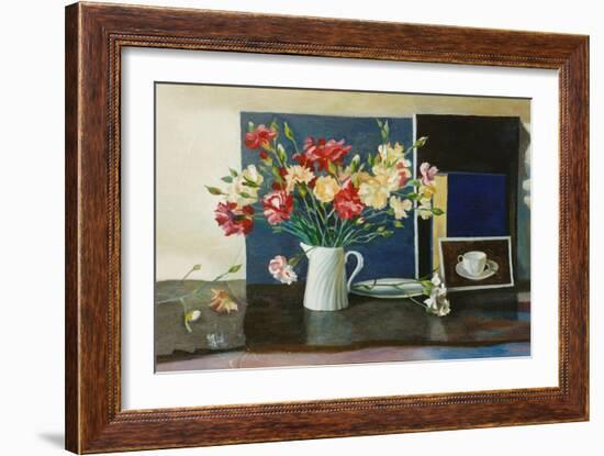Carnations in a Spiral Jug, 2000-Terry Scales-Framed Giclee Print