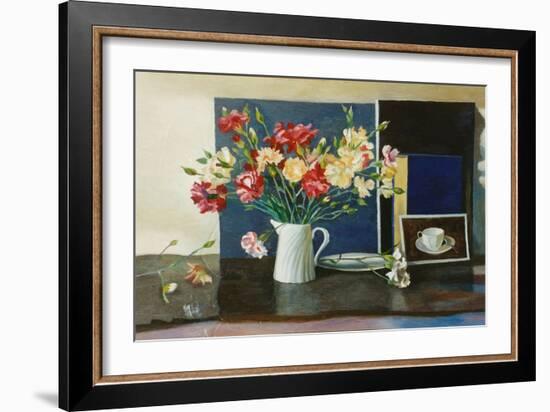 Carnations in a Spiral Jug, 2000-Terry Scales-Framed Giclee Print