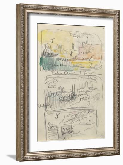 Carnet : 3 paysages dans un cadre et annotations manuscrites-Paul Signac-Framed Giclee Print