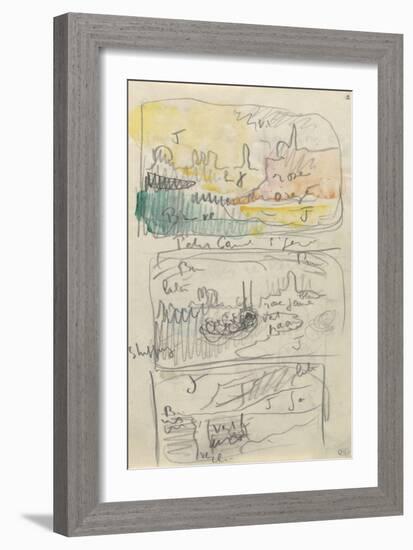 Carnet : 3 paysages dans un cadre et annotations manuscrites-Paul Signac-Framed Giclee Print