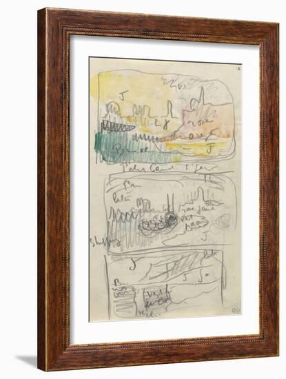 Carnet : 3 paysages dans un cadre et annotations manuscrites-Paul Signac-Framed Giclee Print