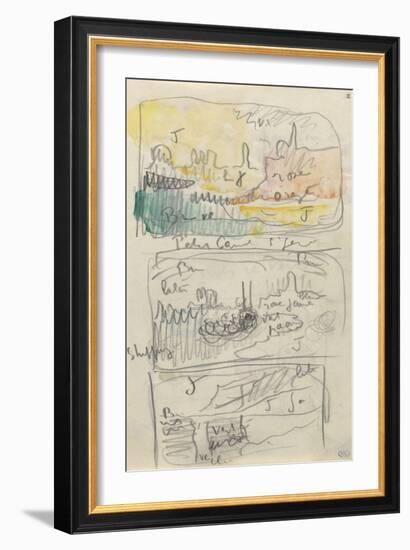 Carnet : 3 paysages dans un cadre et annotations manuscrites-Paul Signac-Framed Giclee Print