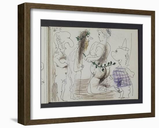 Carnet 58, folio 21 recto; "Caricatures: femme nue et satyres"-null-Framed Giclee Print
