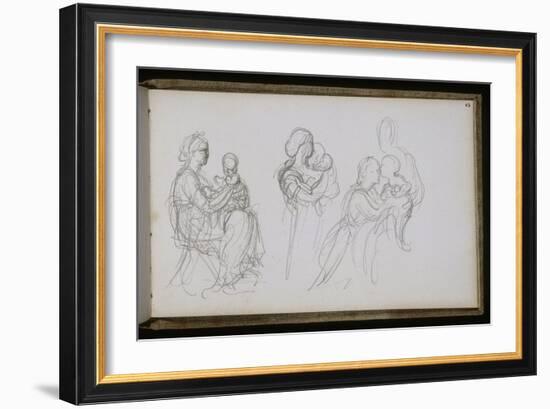 Carnet de croquis : femme avec enfant-William Adolphe Bouguereau-Framed Giclee Print