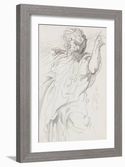 Carnet de dessins : étude d'homme barbu debout pour " Le Roi Canut et ses courtisans"-Gustave Moreau-Framed Giclee Print