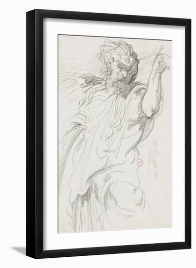 Carnet de dessins : étude d'homme barbu debout pour " Le Roi Canut et ses courtisans"-Gustave Moreau-Framed Giclee Print