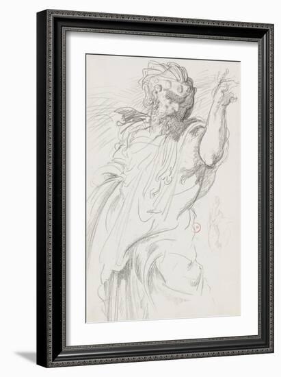 Carnet de dessins : étude d'homme barbu debout pour " Le Roi Canut et ses courtisans"-Gustave Moreau-Framed Giclee Print