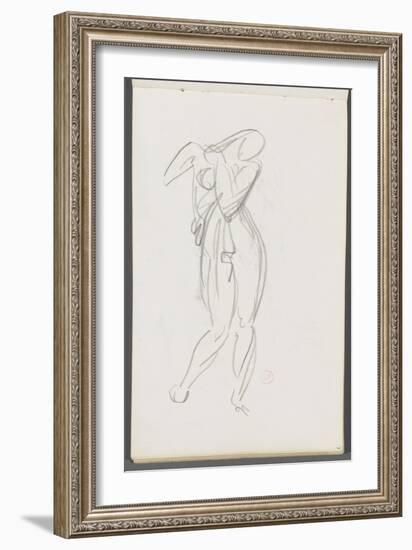 Carnet de dessins : étude de femme debout un bras sur la poitrine pour le Cantique des Cantiques-Gustave Moreau-Framed Giclee Print