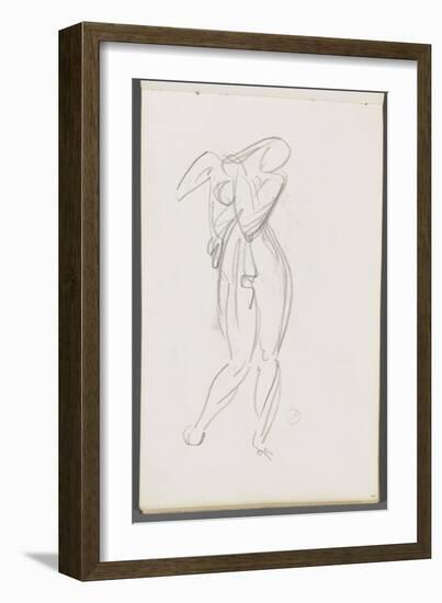 Carnet de dessins : étude de femme debout un bras sur la poitrine pour le Cantique des Cantiques-Gustave Moreau-Framed Giclee Print