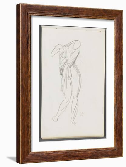 Carnet de dessins : étude de femme debout un bras sur la poitrine pour le Cantique des Cantiques-Gustave Moreau-Framed Giclee Print