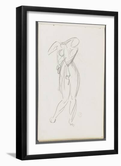 Carnet de dessins : étude de femme debout un bras sur la poitrine pour le Cantique des Cantiques-Gustave Moreau-Framed Giclee Print