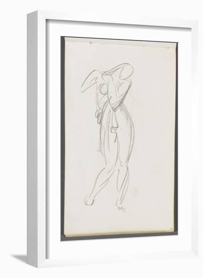 Carnet de dessins : étude de femme debout un bras sur la poitrine pour le Cantique des Cantiques-Gustave Moreau-Framed Giclee Print