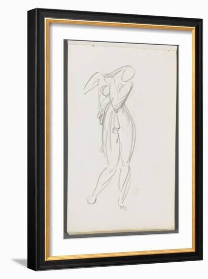 Carnet de dessins : étude de femme debout un bras sur la poitrine pour le Cantique des Cantiques-Gustave Moreau-Framed Giclee Print