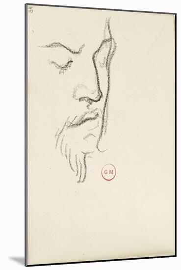 Carnet de dessins : étude de visage d'homme barbu de trois-quarts les yeux clos-Gustave Moreau-Mounted Giclee Print