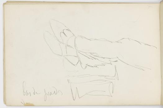 Carnet de dessins : étude jambes chaussées de pantoufles reposant sur un  meuble bas' Giclee Print - Gustave Moreau | Art.com