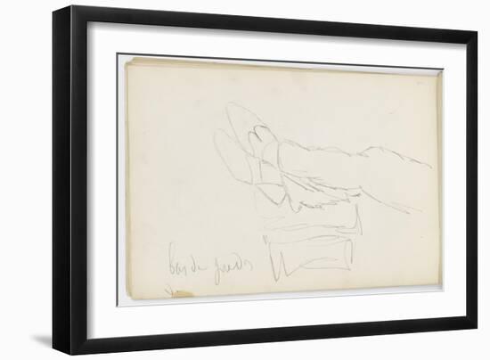 Carnet de dessins : étude jambes chaussées de pantoufles reposant sur un meuble bas-Gustave Moreau-Framed Giclee Print