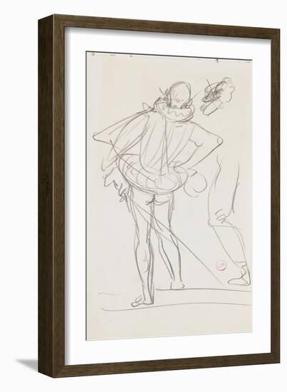 Carnet de dessins : homme de dos portant une épée au côté et vêtu d'un costume renaissance-Gustave Moreau-Framed Giclee Print