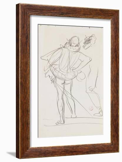 Carnet de dessins : homme de dos portant une épée au côté et vêtu d'un costume renaissance-Gustave Moreau-Framed Giclee Print