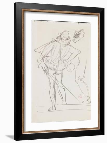 Carnet de dessins : homme de dos portant une épée au côté et vêtu d'un costume renaissance-Gustave Moreau-Framed Giclee Print